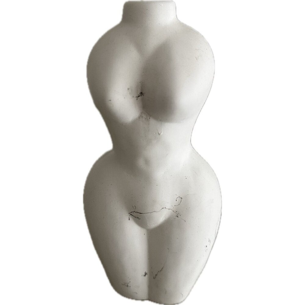 Vintage Women’s Figure Clay Vase White Statue 13”